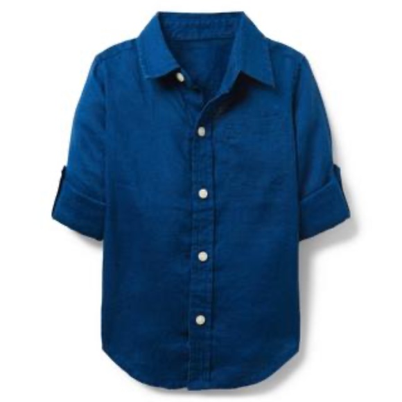 Janie and Jack The Linen Shirt in Blue 6-12M, 12-18M, 18-24M - Picture 1 of 4